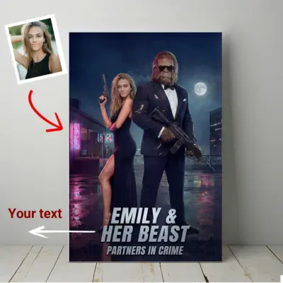 Custom Face Bigfoot Couple Canvas Mr & Mrs Smith Sasquatch Valentine Anniversary Art