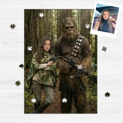 Custom Star Wars Mom with Bigfoot Wooden Jigsaw Puzzle Funny Valentines Day Gift for Wife