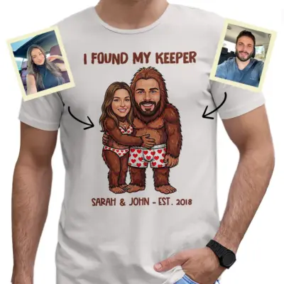 Funny Custom Face Bigfoot Couple Valentine Shirt Personalized Text Photo Sasquatch Anniversary
