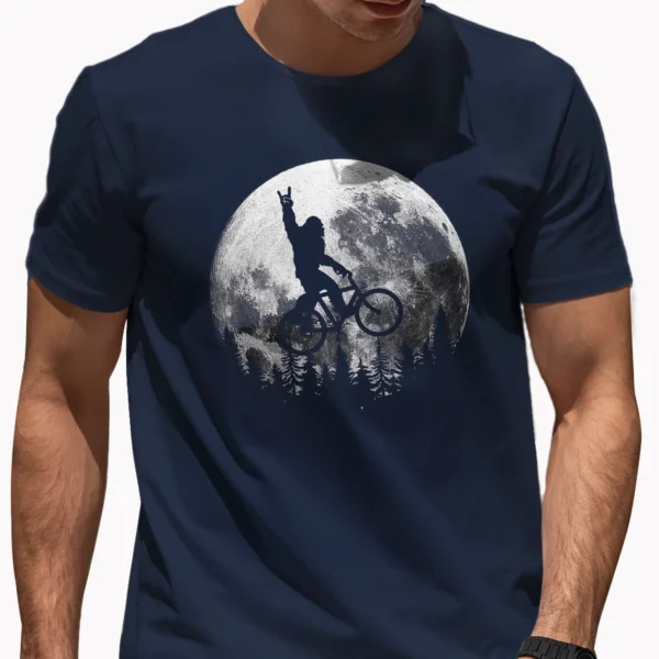 Sasquatch Riding Bike Shirt with Full Moon