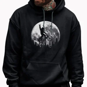 Sasquatch Riding Bike Shirt with Full Moon