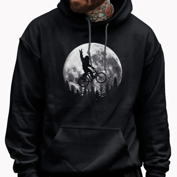 Sasquatch Riding Bike Shirt with Full Moon