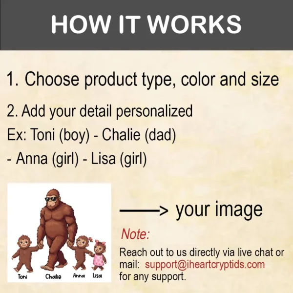 Personalized Bigfoot Dad Shirt Custom Name Family Sasquatch Father’s Day - Image 8