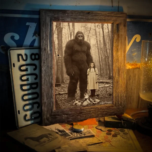 Personalized Bigfoot Poster Custom Face Vintage Sasquatch Wall Art