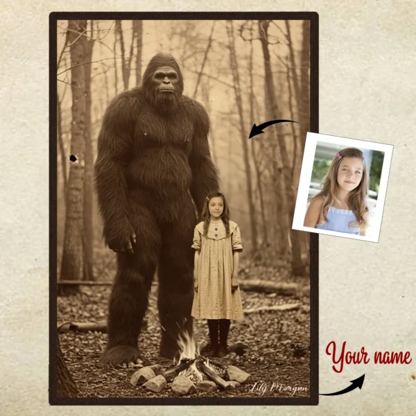 Personalized Bigfoot Poster Custom Face Vintage Sasquatch Wall Art