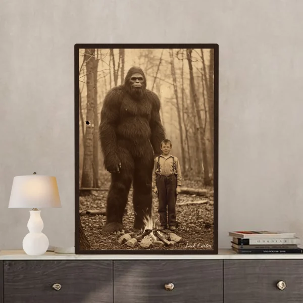 Personalized Bigfoot Poster Custom Face Vintage Sasquatch Wall Art