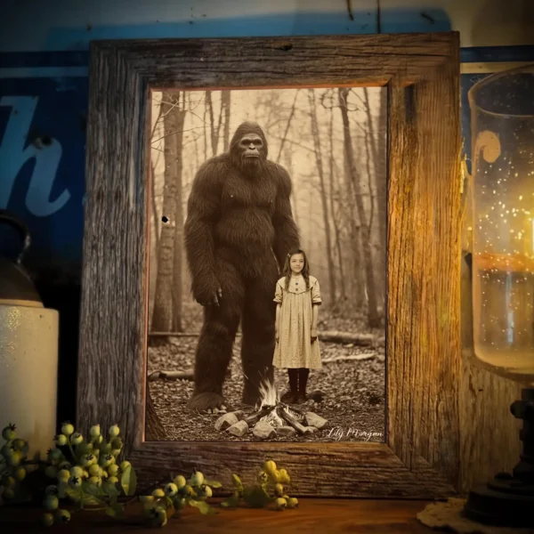 Personalized Bigfoot Poster Custom Face Vintage Sasquatch Wall Art