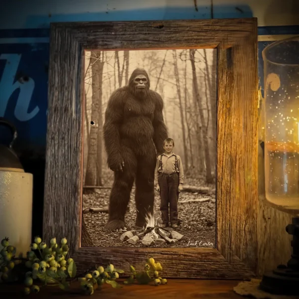 Personalized Bigfoot Poster Custom Face Vintage Sasquatch Wall Art