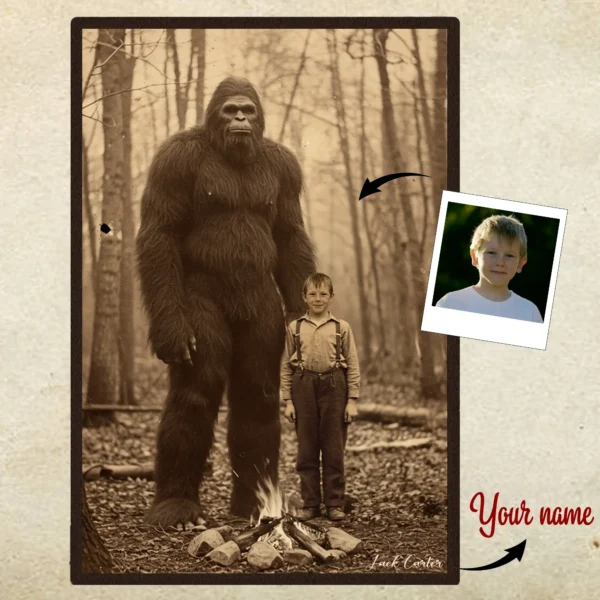 Personalized Bigfoot Poster Custom Face Vintage Sasquatch Wall Art