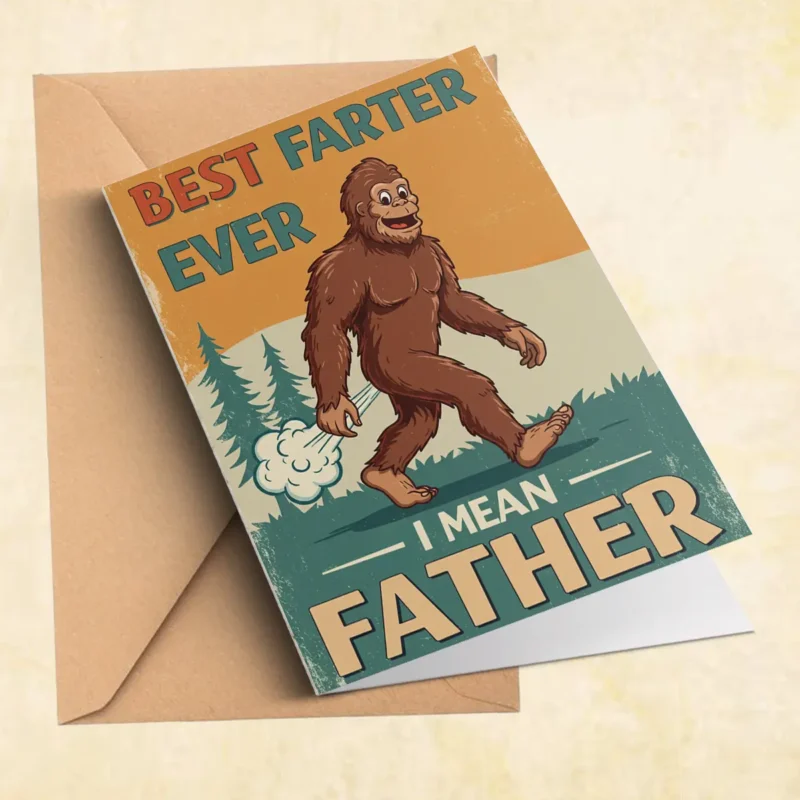 Top 5 Sasquatch Father’s Day Cards – Perfect Designs for Bigfoot Dads 3 best farter ever funny bigfoot dad card 1 1