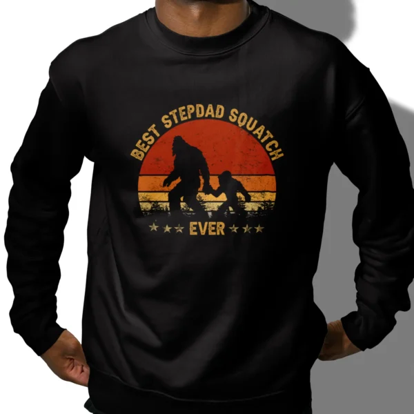 Bigfoot Stepdad Shirt Retro Sunset Matching Tee