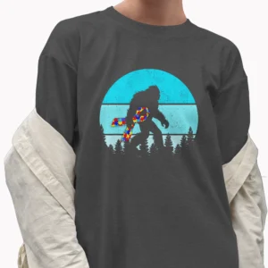 Bigfoot Autism Awareness Shirt Sasquatch Ribbon Puzzle Forest 9 Autism Awareness Bigfoot Shirt with Puzzle Ribbon
