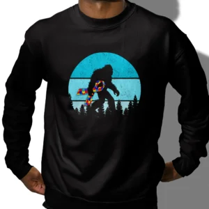 Bigfoot Autism Awareness Shirt Sasquatch Ribbon Puzzle Forest 11 Autism Awareness Bigfoot Shirt with Puzzle Ribbon