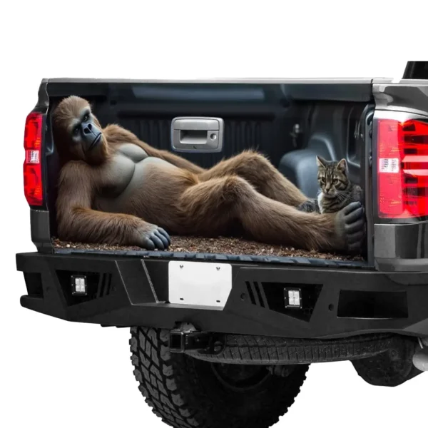 Funny Sasquatch Tailgate Wrap With Cat Truck Vinyl