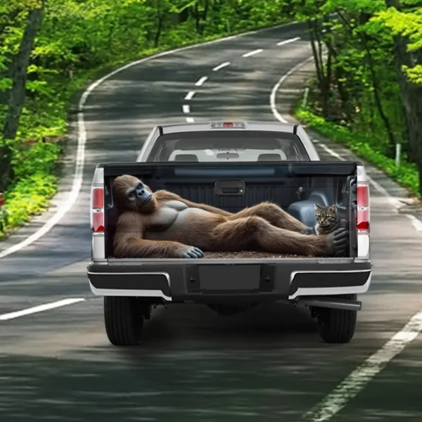 Bigfoot Cat Truck Tailgate Decal Cryptid Decor