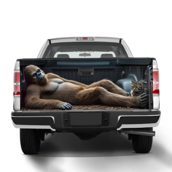 Bigfoot Cat Tailgate Wrap Vinyl Decal Sasquatch Truck Decor