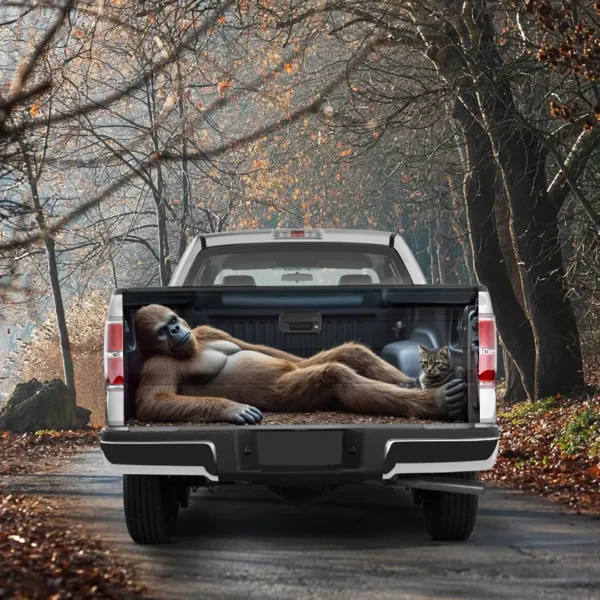 Sasquatch Cat Tailgate Vinyl Wrap Funny Truck Decal