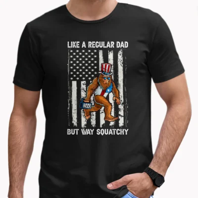Bigfoot Dad Beer USA Flag Shirt Father's Day 4th of July