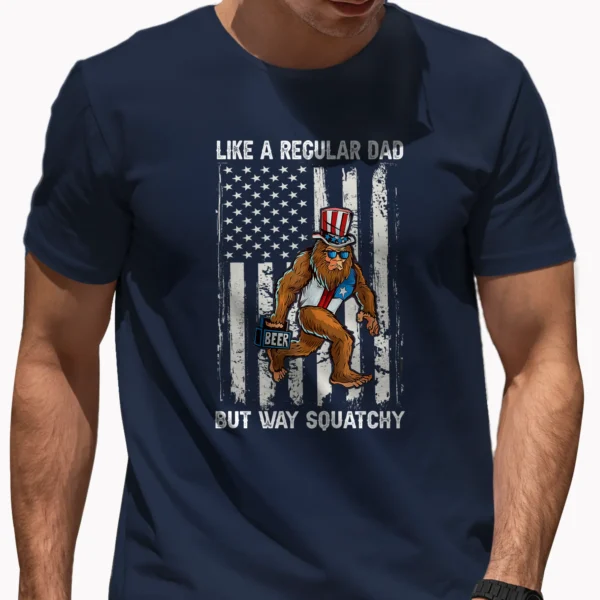Bigfoot Dad Beer USA Flag Shirt Father's Day 4th of July