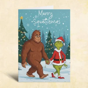 Bigfoot Grinch Christmas Card Merry Squatchmas Sasquatch Gift