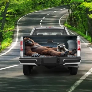Bigfoot Sasquatch Raccoon Tailgate Wrap Vinyl Decal – Custom Truck Decor Car Accessory 6 Bigfoot Raccoon Tailgate Wrap Vinyl for Trucks