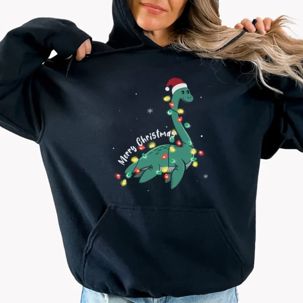 Loch Ness Monster Wrapped in Christmas Lights Shirt