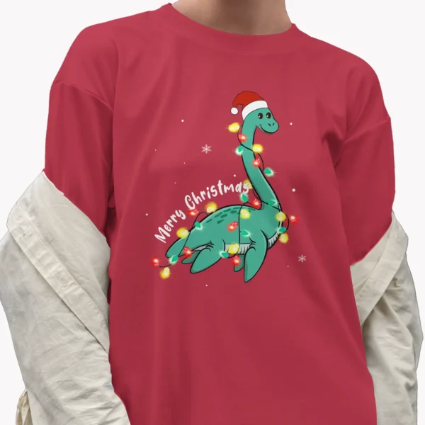 Loch Ness Monster Christmas Lights Shirt with Santa Hat