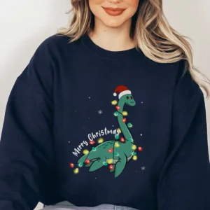 funny loch ness monster christmas lights shirt 5
