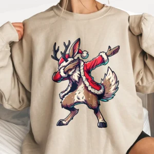 Jackalope Dabbing Christmas Shirt Funny Cryptid Wyoming