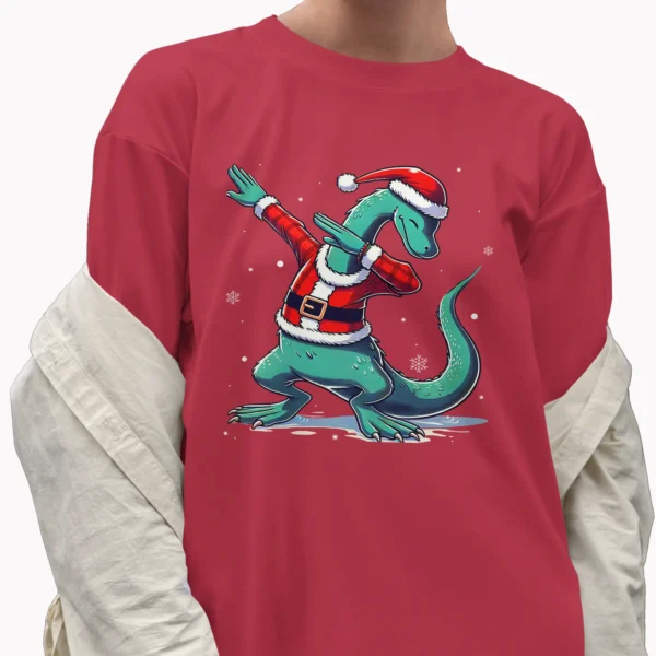 Loch Ness Monster Dab Christmas Shirt with Santa Hat