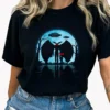 Mothman Alien Shirt UFO Encounter Red Eyes Moon Reflection