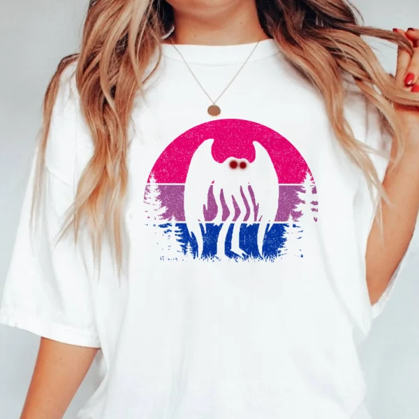 Mothman Bisexual Pride Shirt Cryptid LGBT Gifts Bi Flag