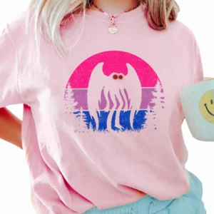 Mothman Bisexual Pride Shirt Cryptid LGBT Gifts Bi Flag 8 Bi Flag Mothman Pride Shirt for LGBTQ+ Community