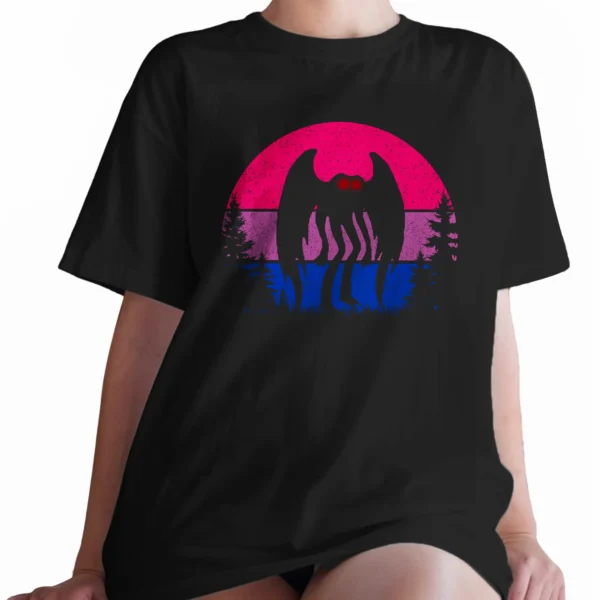 LGBTQ+ Cryptid Shirt with Bi Flag and Mothman