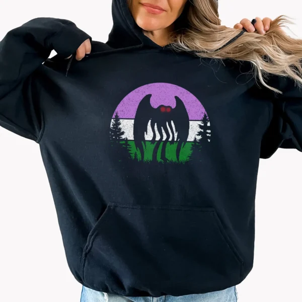 Mothman Genderqueer Pride Shirt Cryptid LGBT Gifts - Image 4