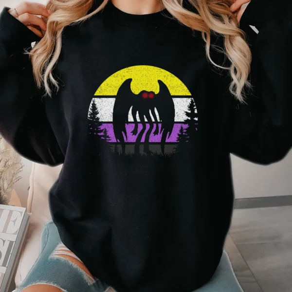 Cryptid Mothman Nonbinary Pride Shirt