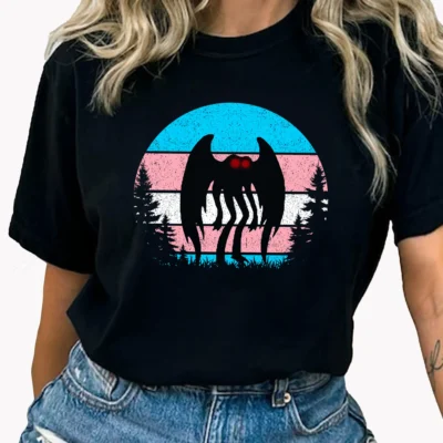 10+ Best Mothman Pride Shirts for Fans (The Ultimate Guide) 5 Mothman Shirt with Trans Flag Colors for LGBTQ+ Community