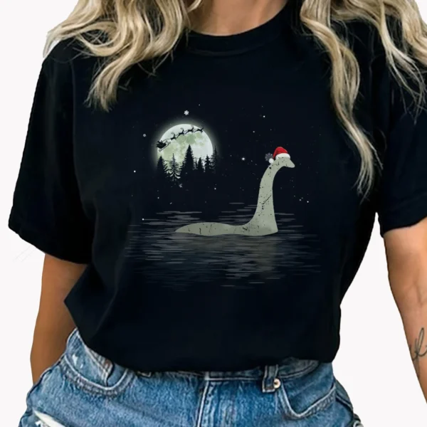 Nessie Christmas Shirt Loch Ness Monster Santa Hat
