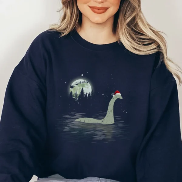 Christmas Loch Ness Monster Shirt Moonlit Night