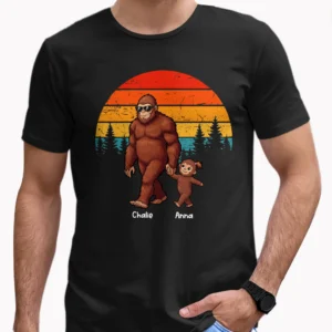 Personalized Bigfoot Dad and Kids Shirt Sasquatch Family