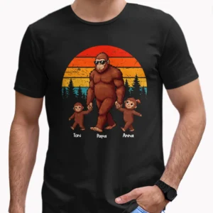 Personalized Bigfoot Dad and Kids Shirt Sasquatch Family