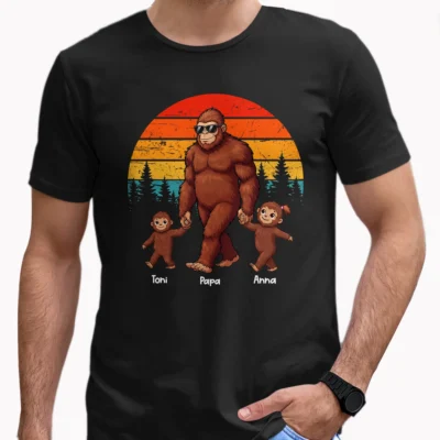 15 Best Bigfoot Shirts To Show Off Your Inner Sasquatch 3 Personalized Bigfoot Dad and Kids Shirt Sasquatch Family