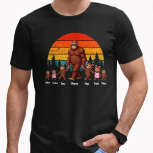 Personalized Bigfoot Dad and Kids Shirt Sasquatch Family