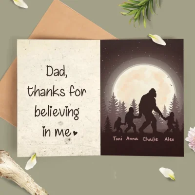 Personalized Bigfoot Dad Father's Day Card Custom Name Sasquatch