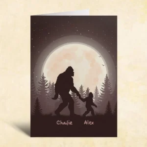 Personalized Bigfoot Dad Father's Day Card Custom Name Sasquatch