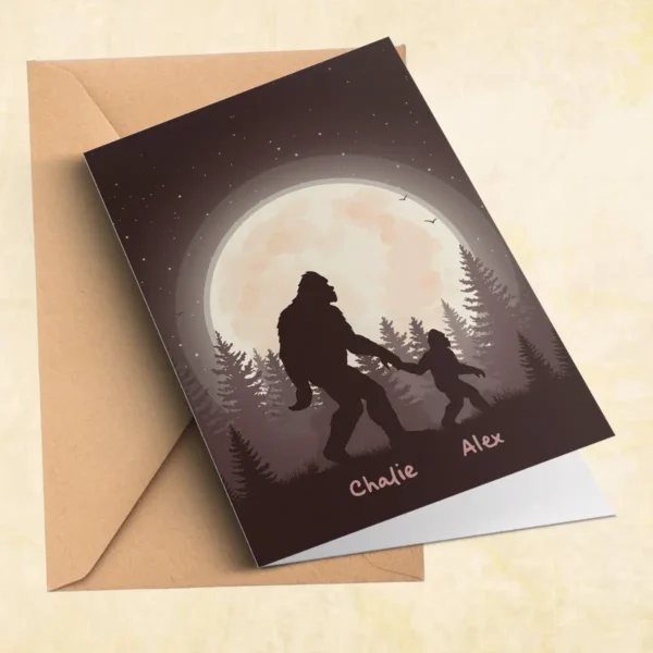Personalized Bigfoot Dad Father's Day Card Custom Name Sasquatch