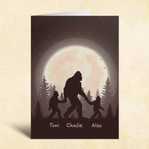 Personalized Bigfoot Dad Father's Day Card Custom Name Sasquatch
