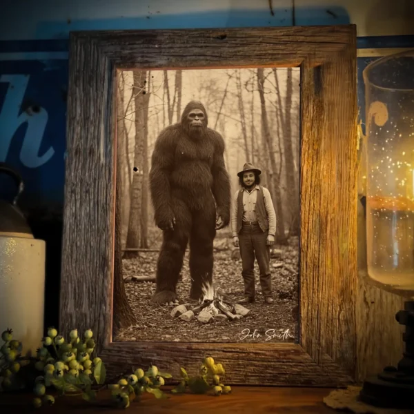 Personalized Bigfoot Vintage Poster Custom Face Photo Sasquatch Art