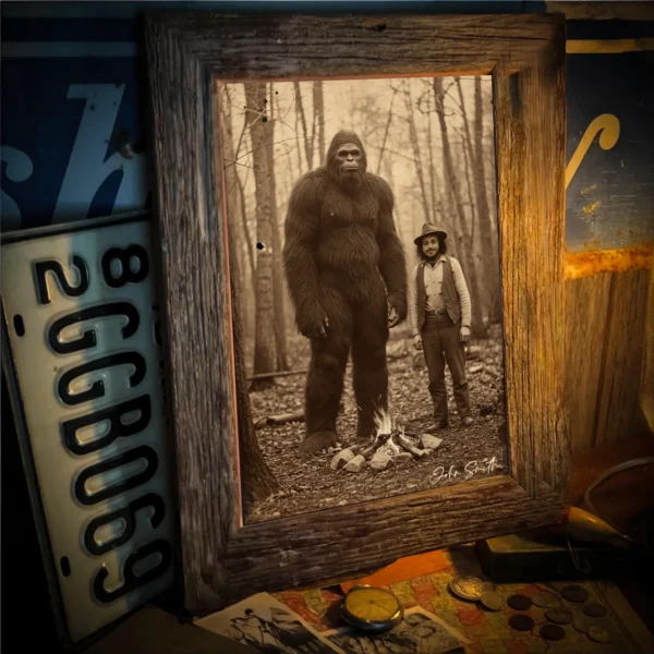Personalized Bigfoot Vintage Poster Custom Face Photo Sasquatch Art