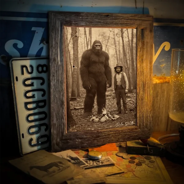 Personalized Bigfoot Vintage Poster Custom Face Photo Sasquatch Art